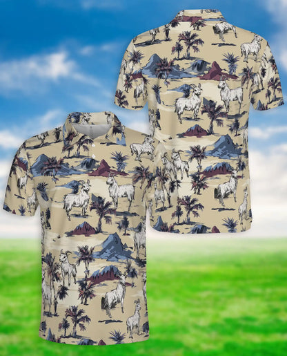Goat Desert Tropical 3D Polo Shirt for Men – Rustic Farm Animal Style | Netecom