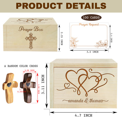 Netecom Personalized Christian Couple Prayer Box for Valentine’s Day with 100 Prayer Request Cards & Wooden Cross – Love Gift for Boyfriend, Wedding Anniversary Keepsake