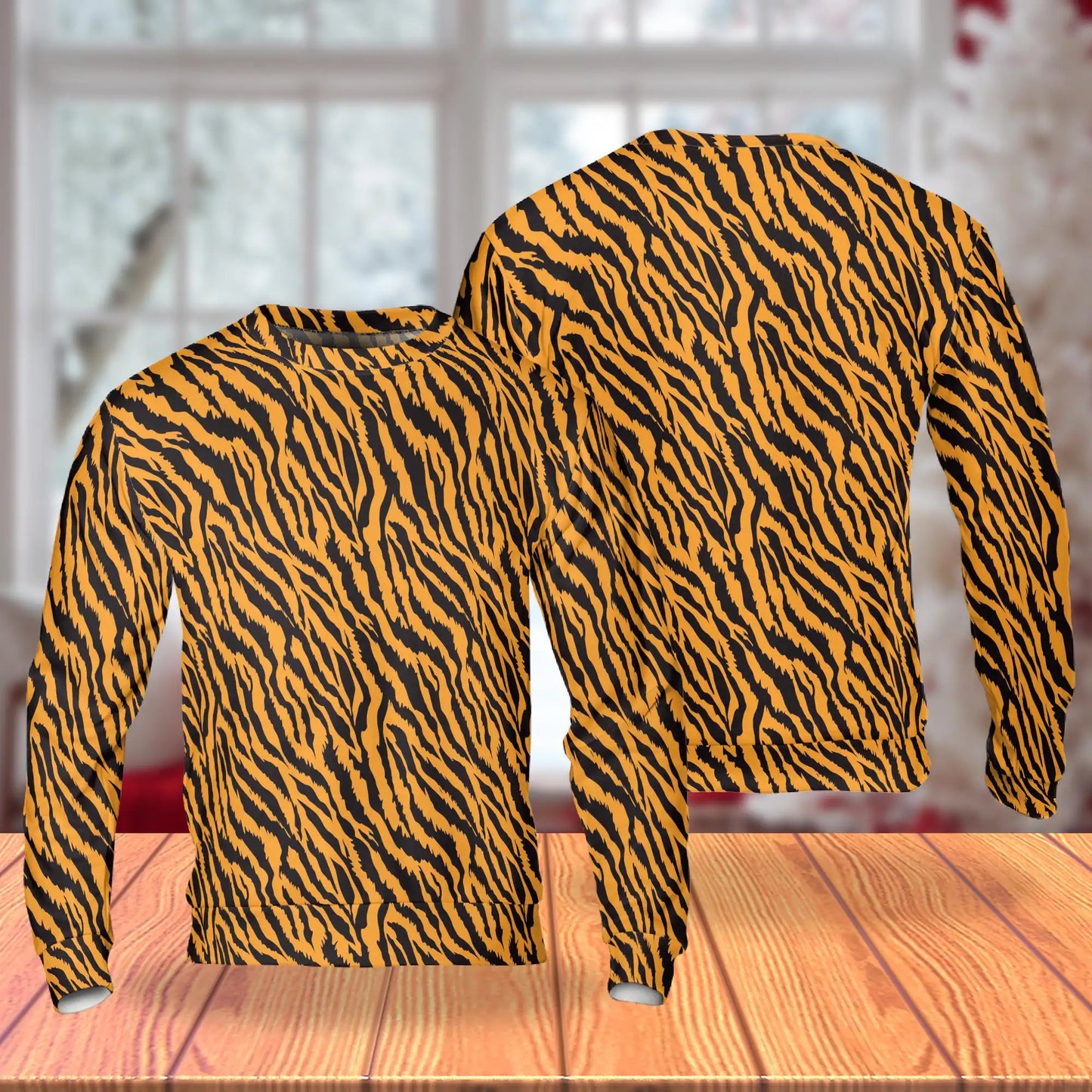 Tiger Print Sweatshirt, 3D All Over Print Wild Animal Crewneck Pullover for Men Women, Tiger Lover Gift - Netecom
