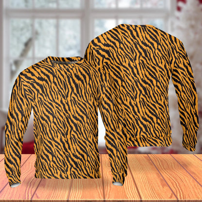 Tiger Print Sweatshirt, 3D All Over Print Wild Animal Crewneck Pullover for Men Women, Tiger Lover Gift - Netecom