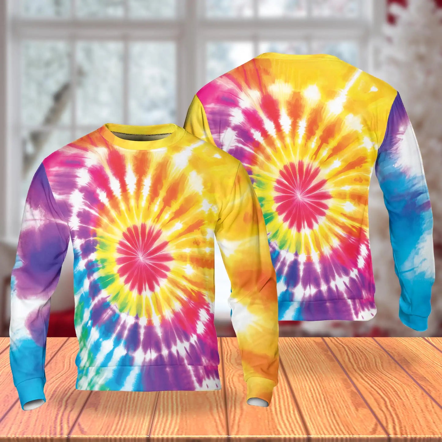 Tie Dye Sweatshirt, 3D All Over Print Colorful Abstract Pattern Crewneck Pullover for Men Women, Tie Dye Lover Gift - Netecom