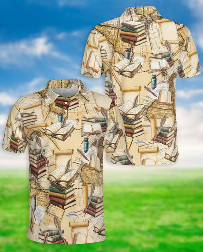 Vintage Book Polo Shirt – Antique Library Print | Netecom