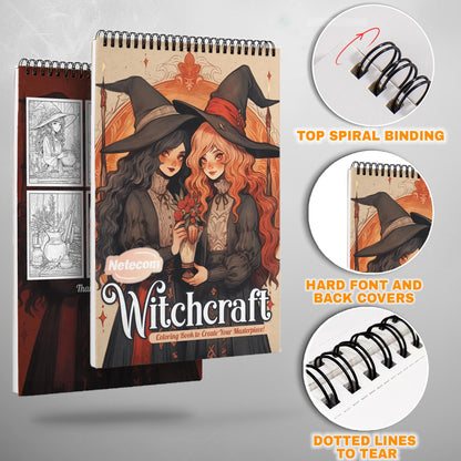 Witchcraft Spiral Bound Coloring Book, Spellbinding Witchcraft Scenes for a Mystical Adventure, Ideal for Fans of Magic and the Occult