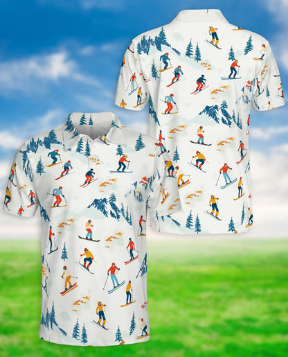 Skiing Polo Shirt for Men-Winter Alpine Mountain Ski Lover Shirt | Netecom