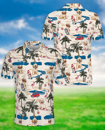 Cute Dog Beach Hawaiian 3D Polo Shirt for Men | Netecom