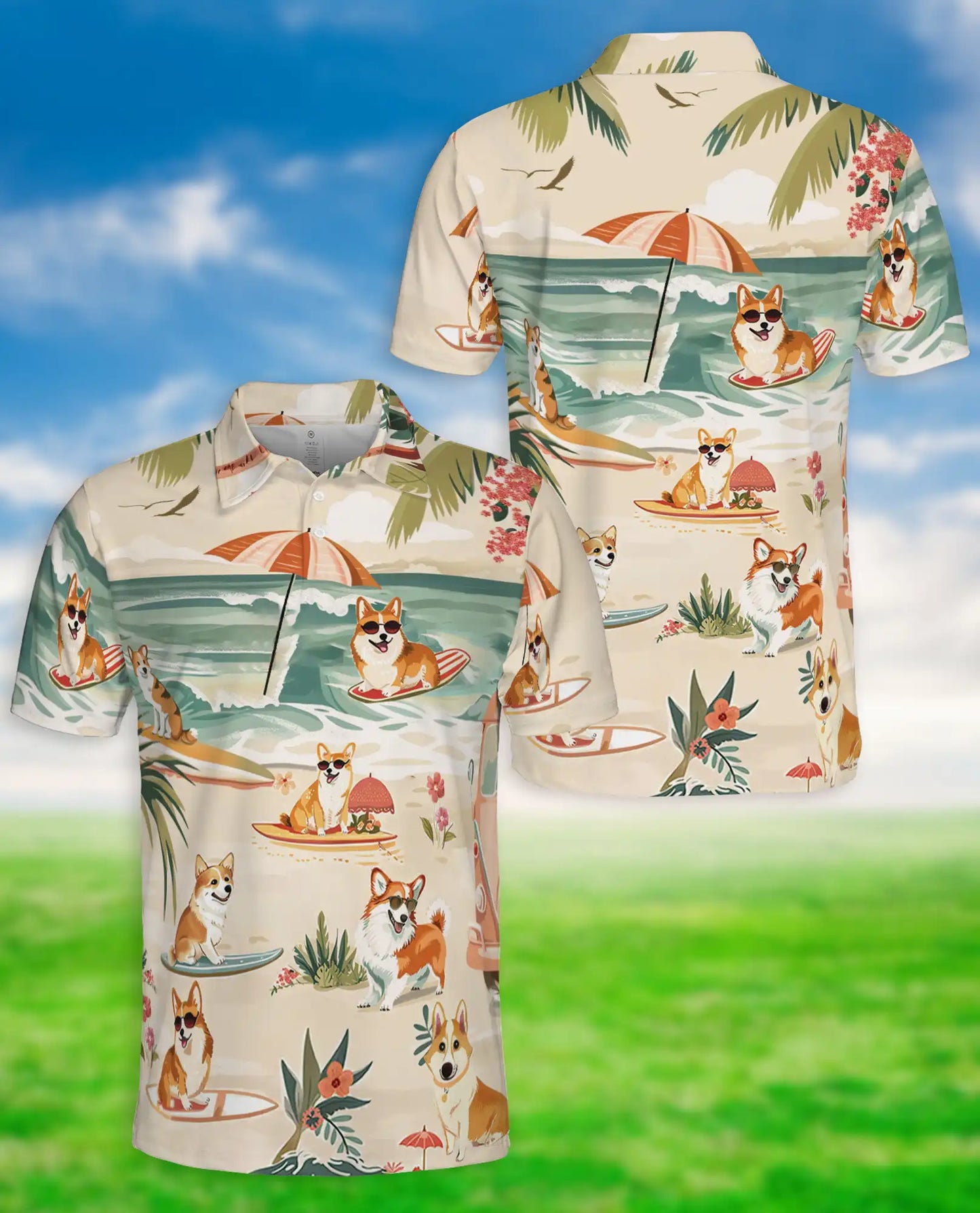 Corgi Hawaiian Polo Shirt | Netecom