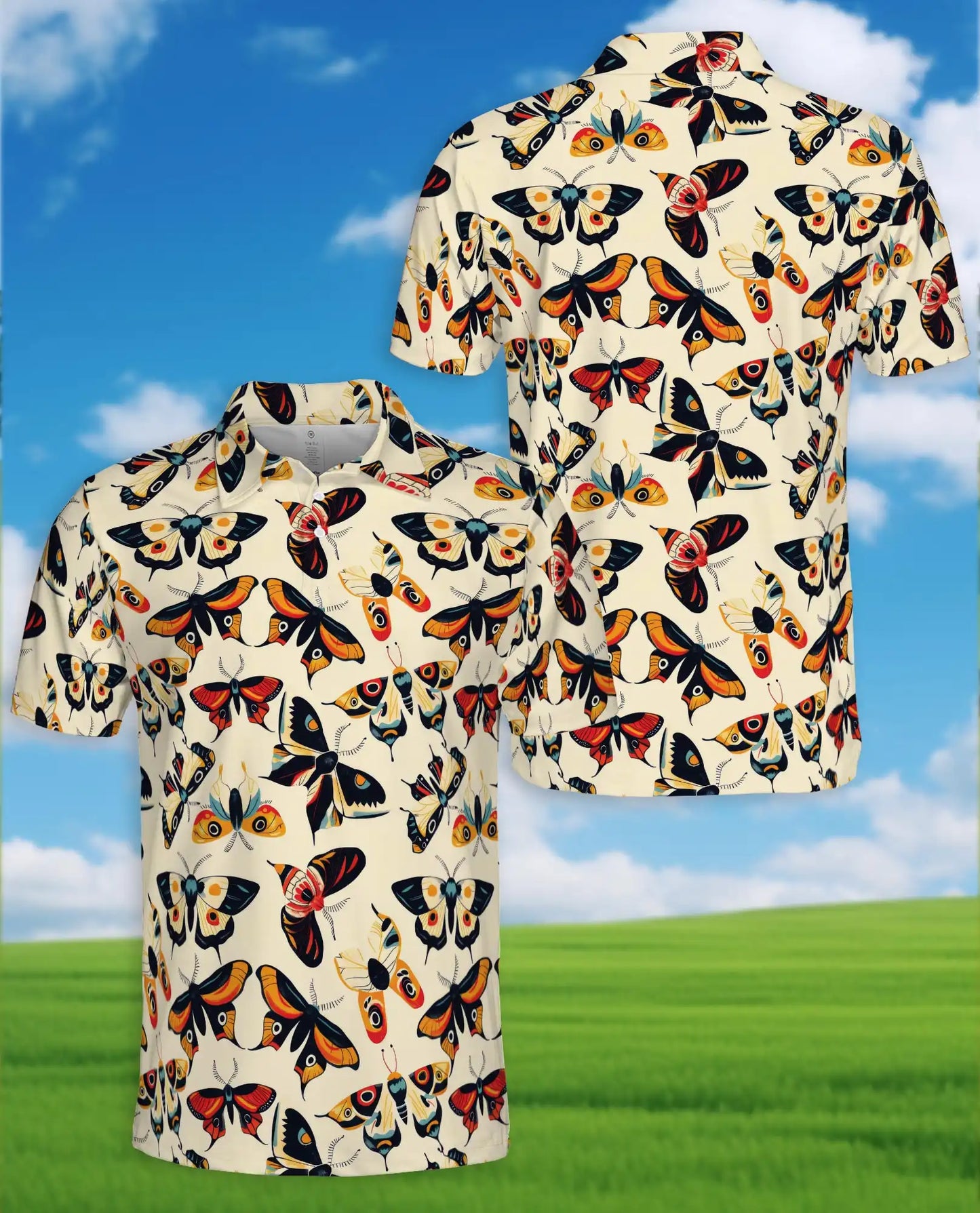 Vintage Moth Polo Shirt - Retro Butterfly Insect Style | Netecom