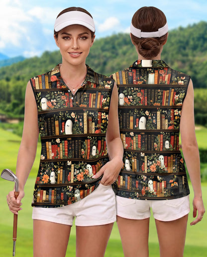 Library Ghost Sleeveless Polo Shirt for Women | Netecom