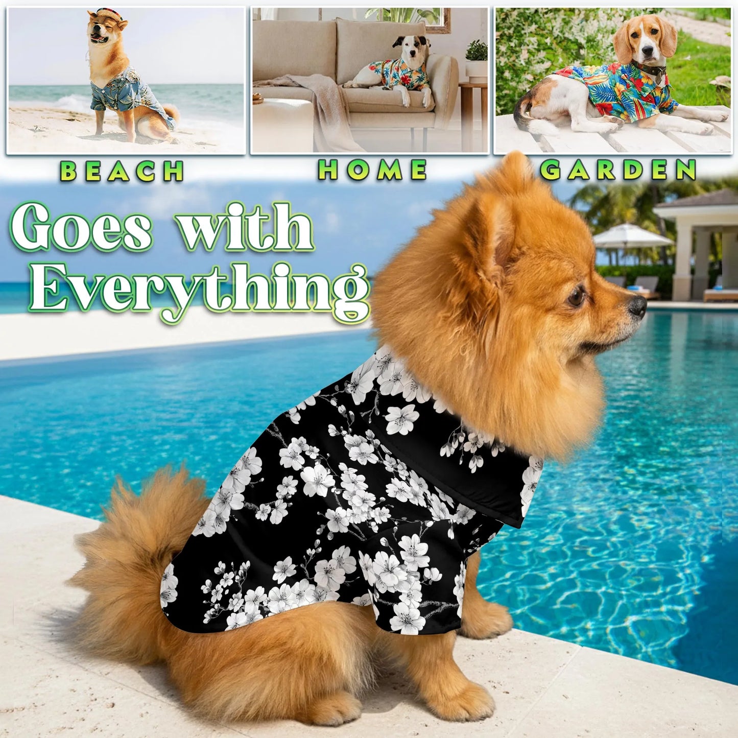 Sakura Cherry Blossom Floral Print Hawaii Dog and Owner Japanese Matching Button Shirts