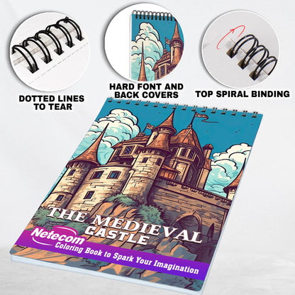 The Medieval Castle Spiral Bound Coloring Book, Delve into 30 Intricate Coloring Pages, Unveiling the Architectural Marvels and Imposing Structures of Medieval Castles