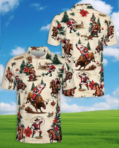 Cowboy Santa Polo Shirt – Western Christmas Print | Netecom