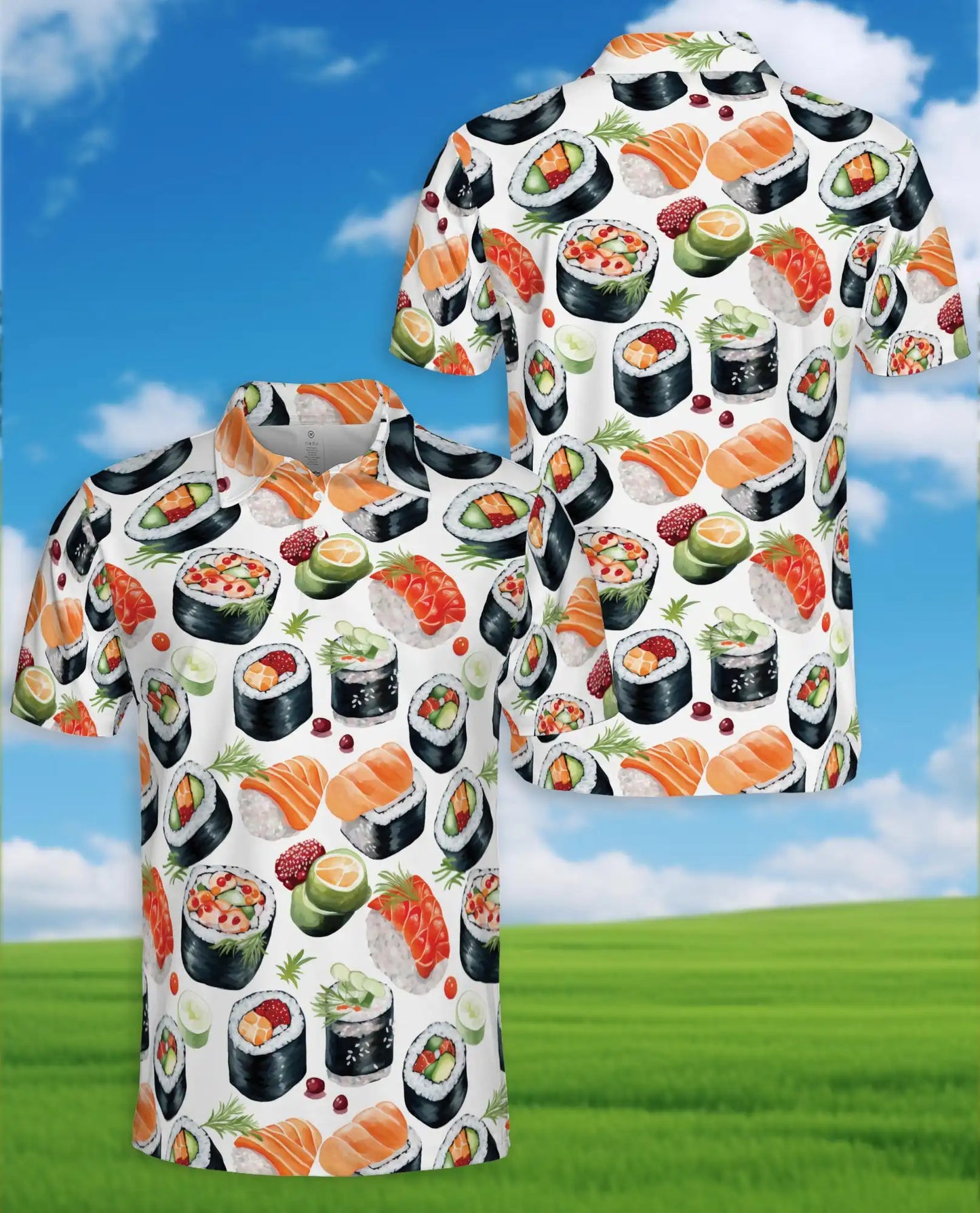 Sushi Roll Polo Shirt for Men – Japanese Food Style | Netecom