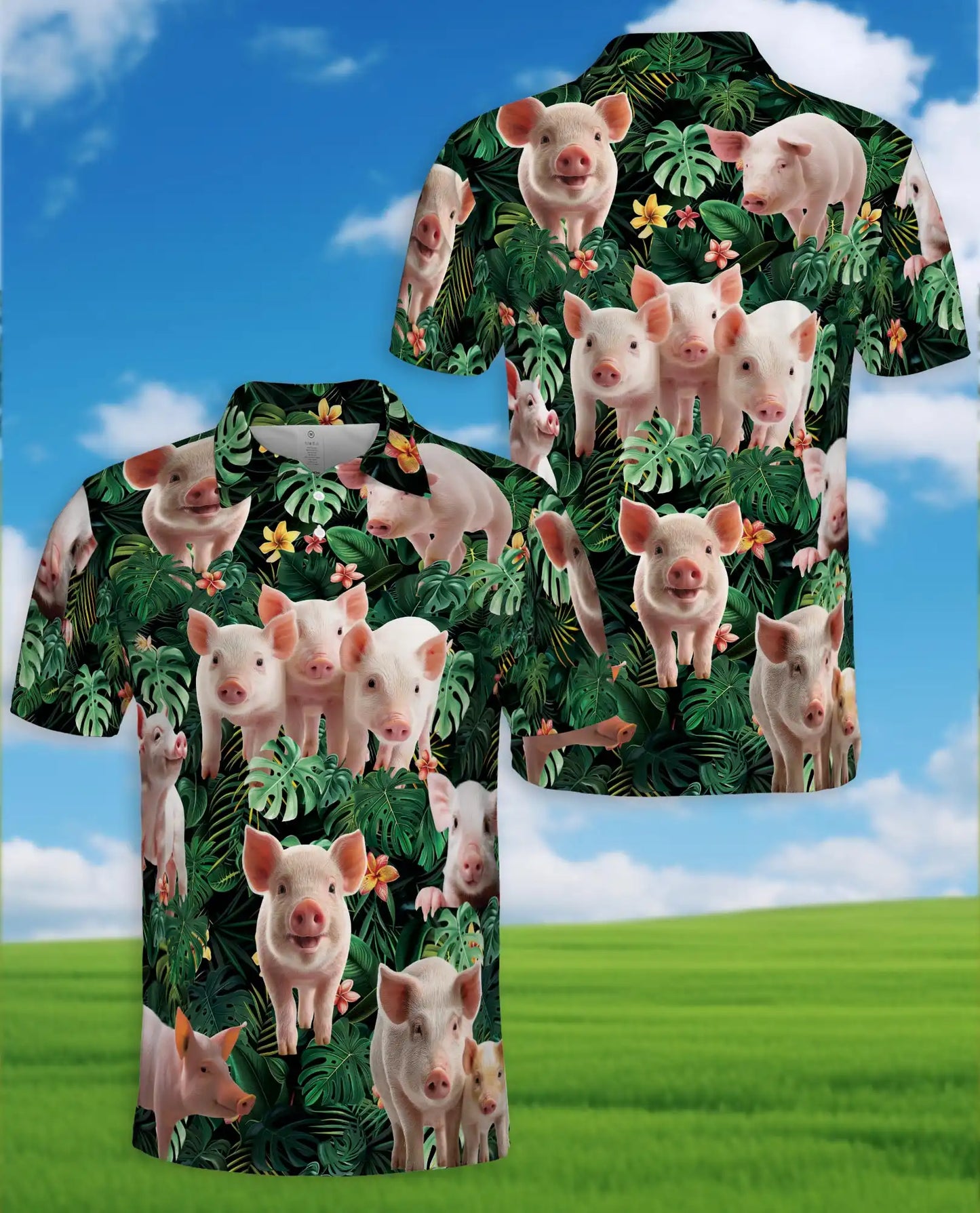 Tropical Pig Polo Shirt – Farm Animal Island Style | Netecom