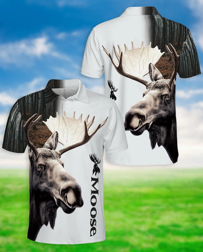 Moose Polo Shirt – Wildlife Forest Animal Print | Netecom