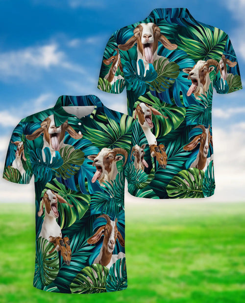 Funny Goat Polo Shirt – Tropical Animal Print | Netecom