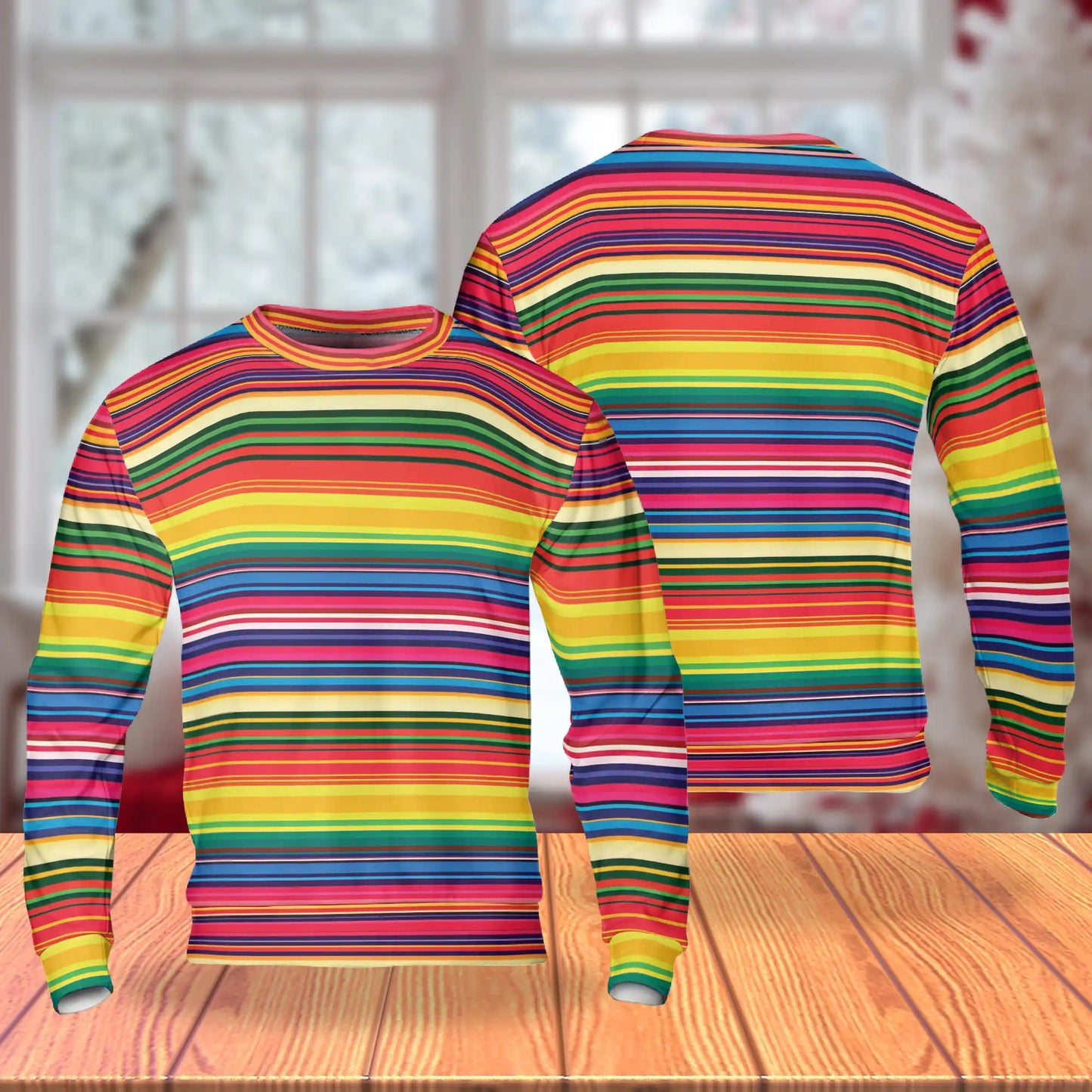 Mexican Serape Pattern Sweatshirt, 3D All Over Print Southwestern Aztec-Inspired Crewneck Pullover for Men Women, Mexican Style Gift - Netecom
