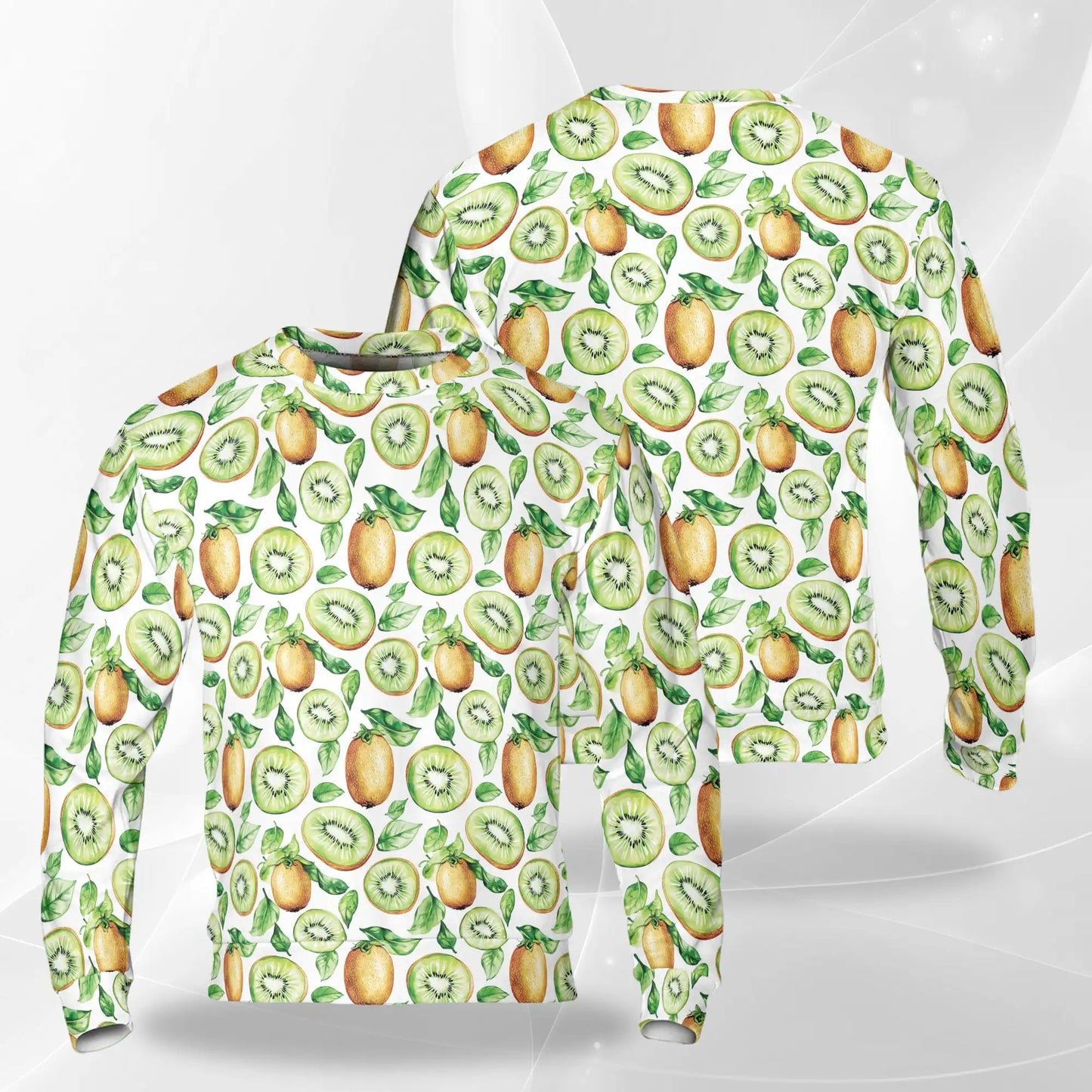 Kiwi Pattern Sweatshirt, 3D All Over Print Tropical Fruit Crewneck Pullover for Men Women, Kiwi Lover Gift - Netecom