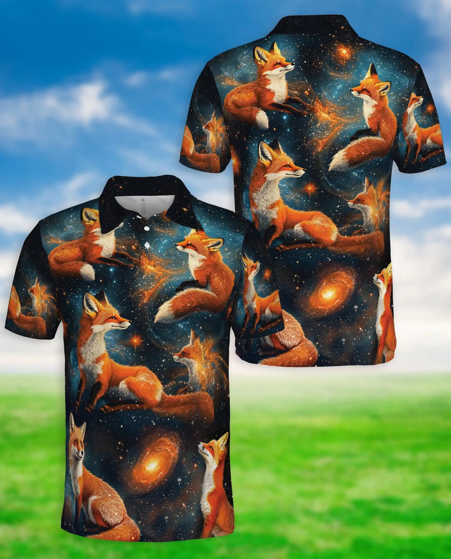 Galaxy Fox Polo Shirt – Cosmic Animal Print | Netecom