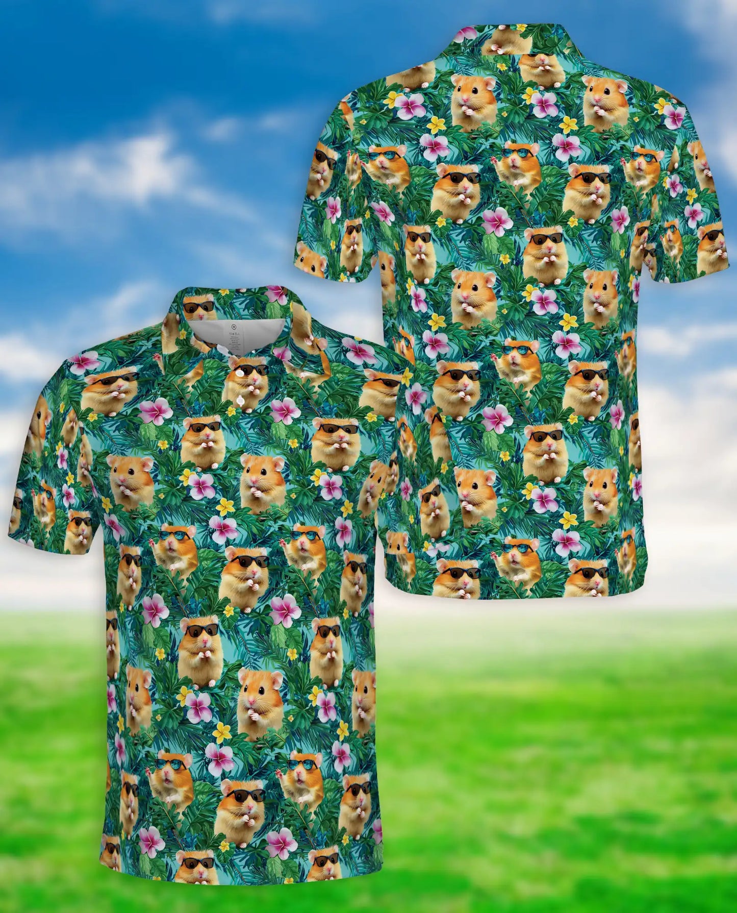 Funny Hamster Hawaiian Polo Shirt | Netecom
