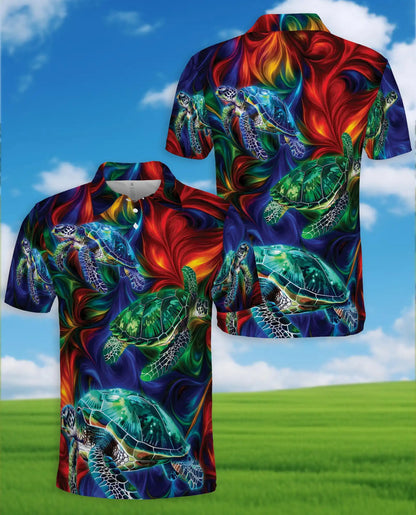 Vibrant Sea Turtle Polo Shirt for Men – Colorful Ocean Design | Netecom