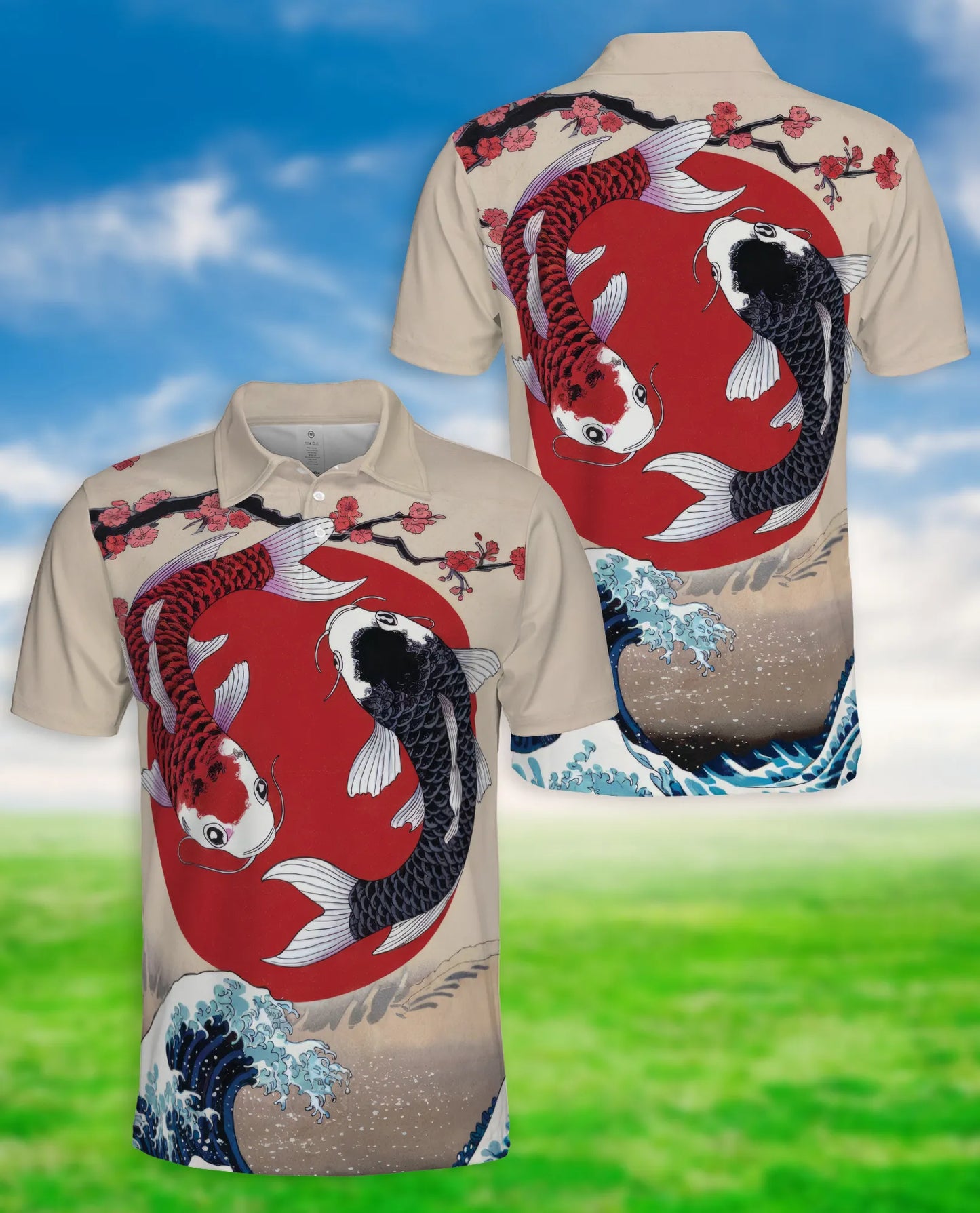 Yin Yang Koi Fish 3D Polo Shirt for Men – Japanese Zen Art Style | Netecom