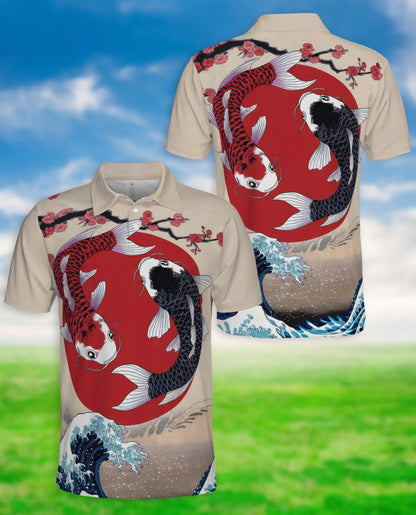 Yin Yang Koi Fish 3D Polo Shirt for Men – Japanese Zen Art Style | Netecom
