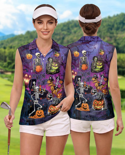 Skull Bones Sleeveless Polo Shirt for Women | Netecom