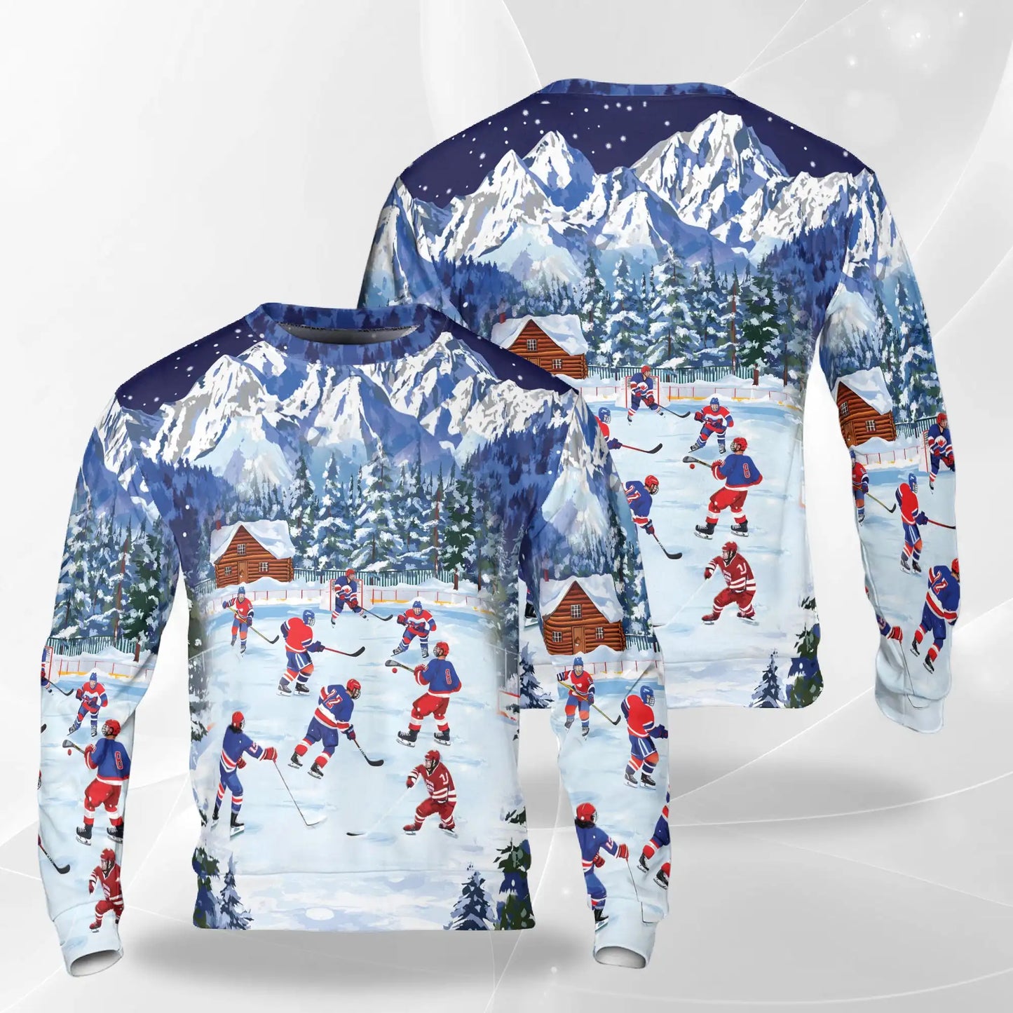 Ice Hockey Sweatshirt, 3D All Over Print Hockey Player Crewneck Pullover for Men Women, Hockey Lover Gift - Netecom