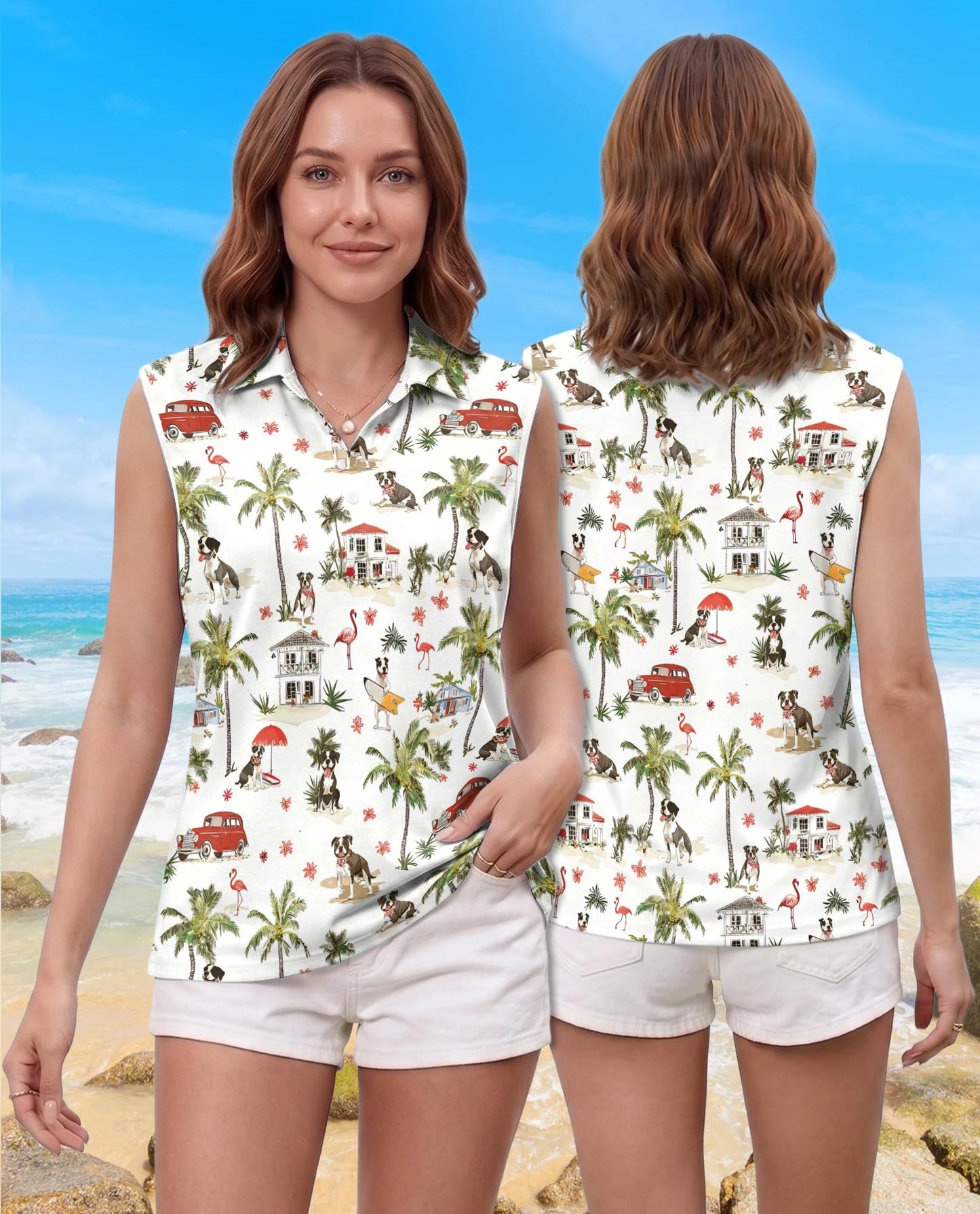 Staffordshire Bull Terrier Sleeveless Polo Shirt for Women – Dog Lover Style | Netecom