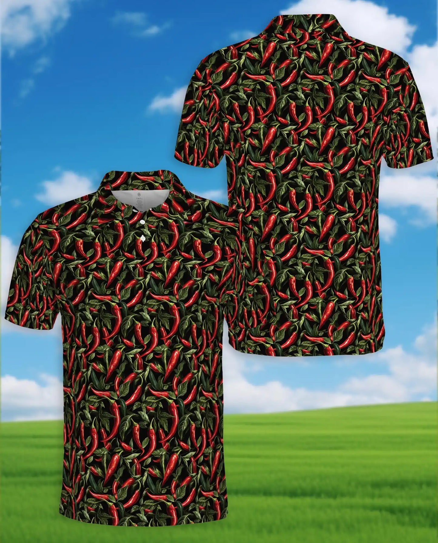 Red Chili Pepper Polo Shirt - Spicy Food Lover Style | Netecom