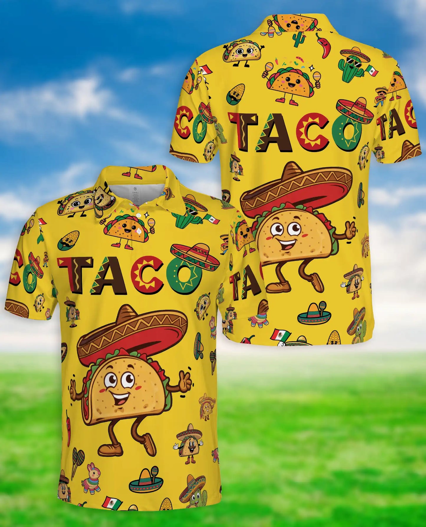 Taco Fiesta 3D Polo Shirt for Men – Funny Mexican Food Style | Netecom