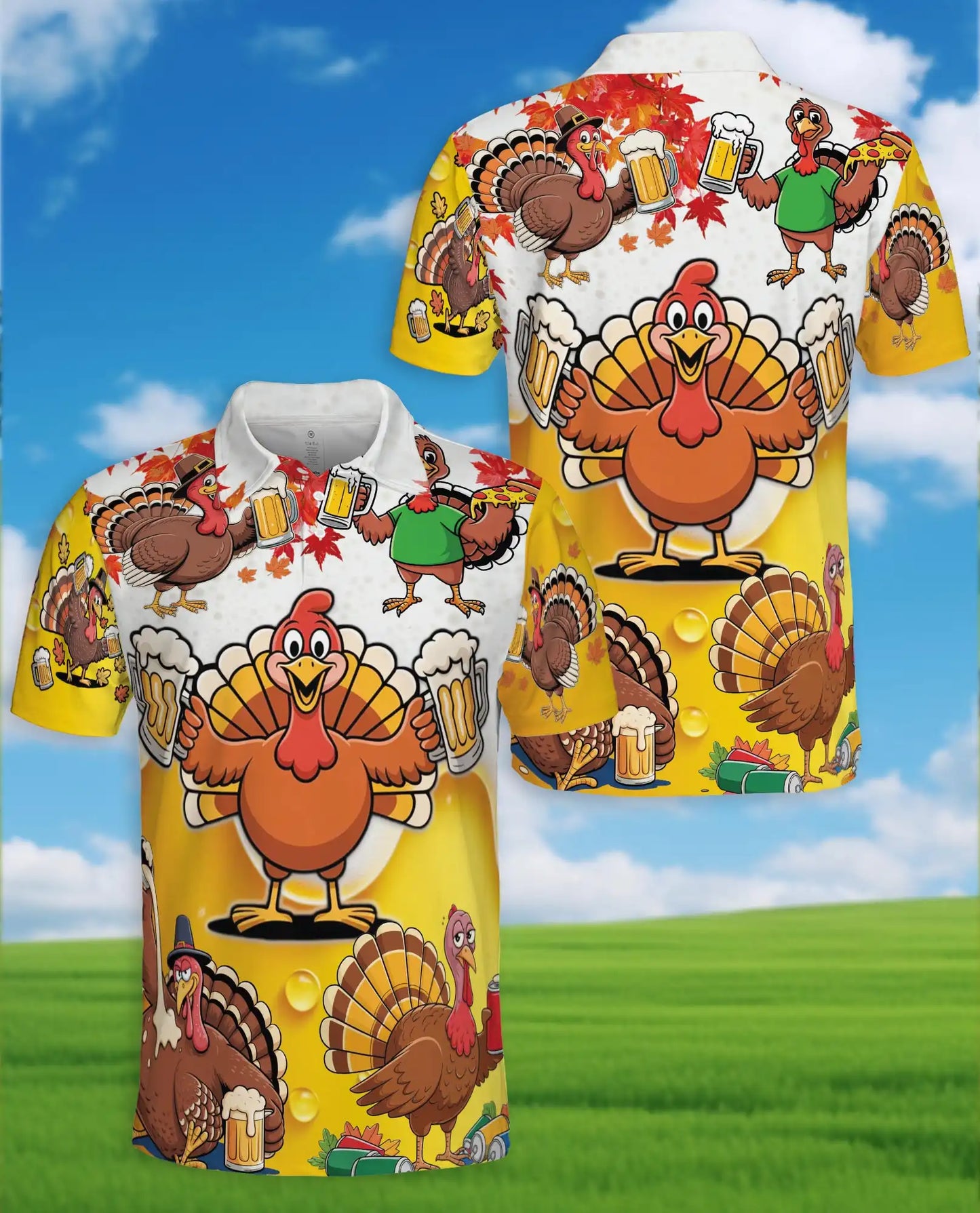 Funny Turkey Beer Polo Shirt – Thanksgiving Party Style | Netecom