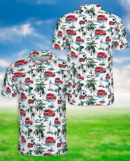 Fire Truck Beach Pattern Polo Shirt | Netecom