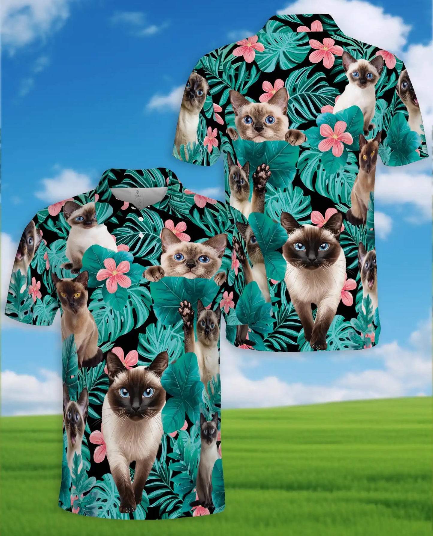 Siamese Cat Tropical Polo Shirt | Netecom