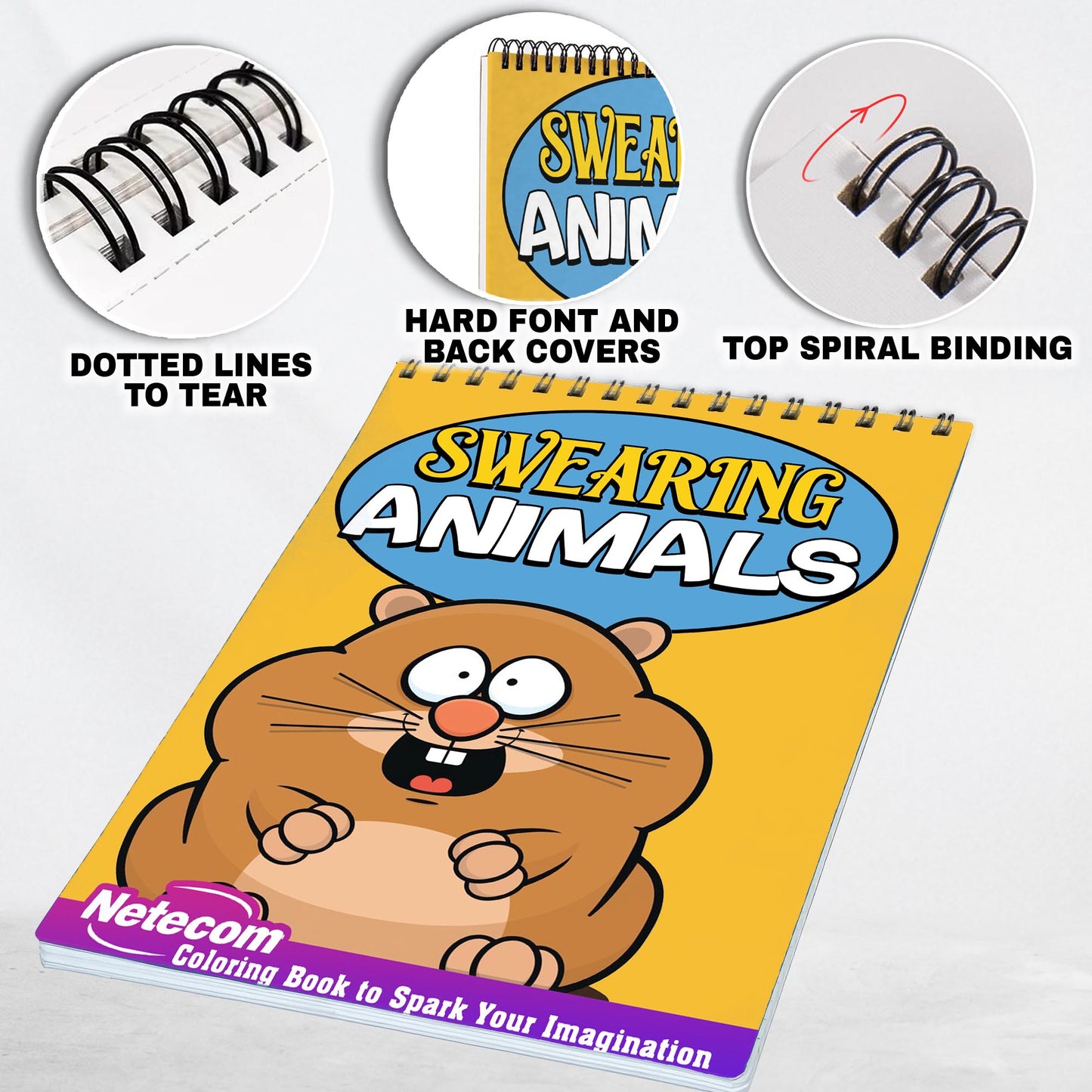 Swearing Animals Spiral Bound Coloring Book, Unleash Your Inner Comedian with 30 Whimsically Swearing Animals Coloring Pages for Adults to Express Their Humorous Side