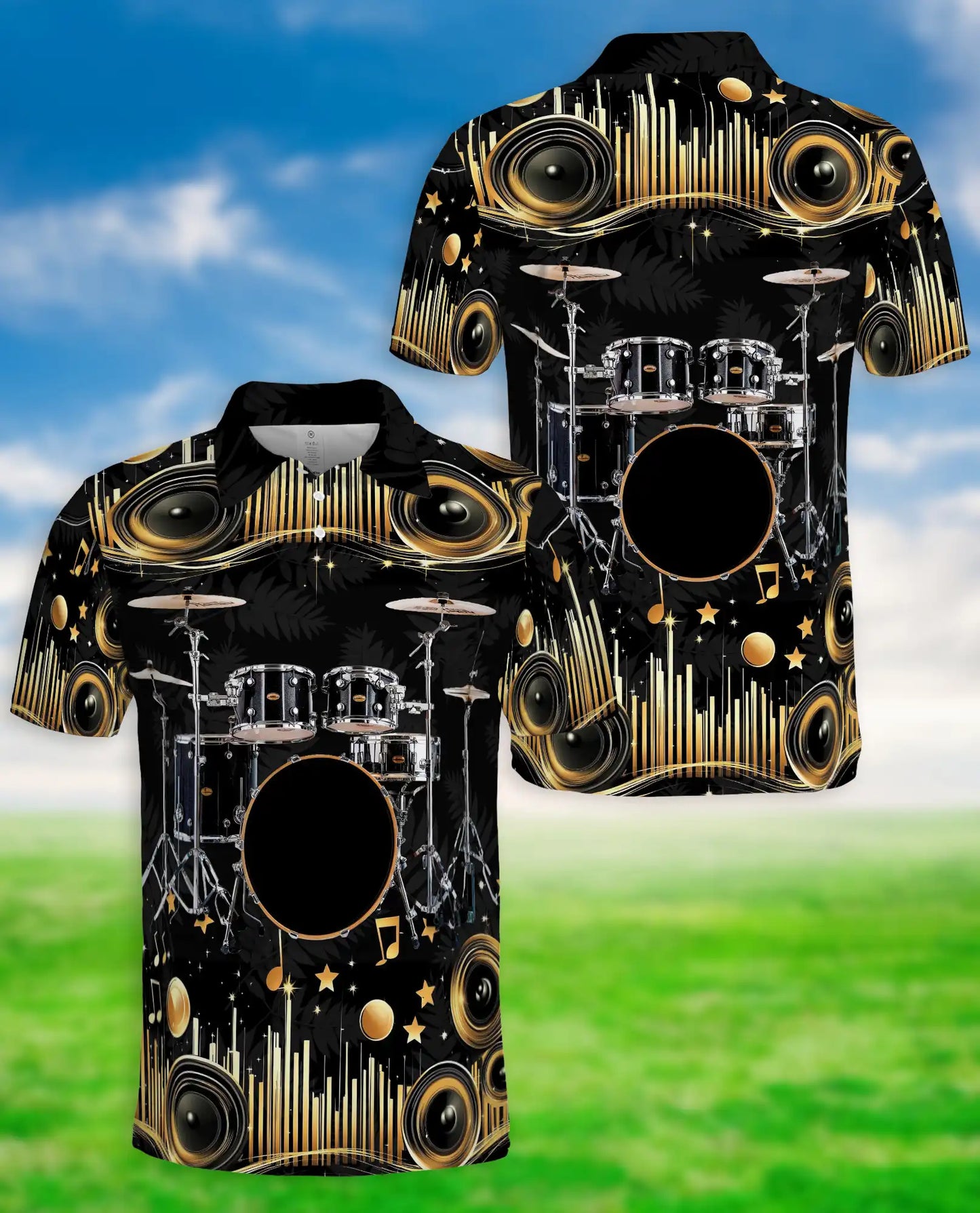 Drummer Music Lover Speaker Sound System Polo Shirt | Netecom