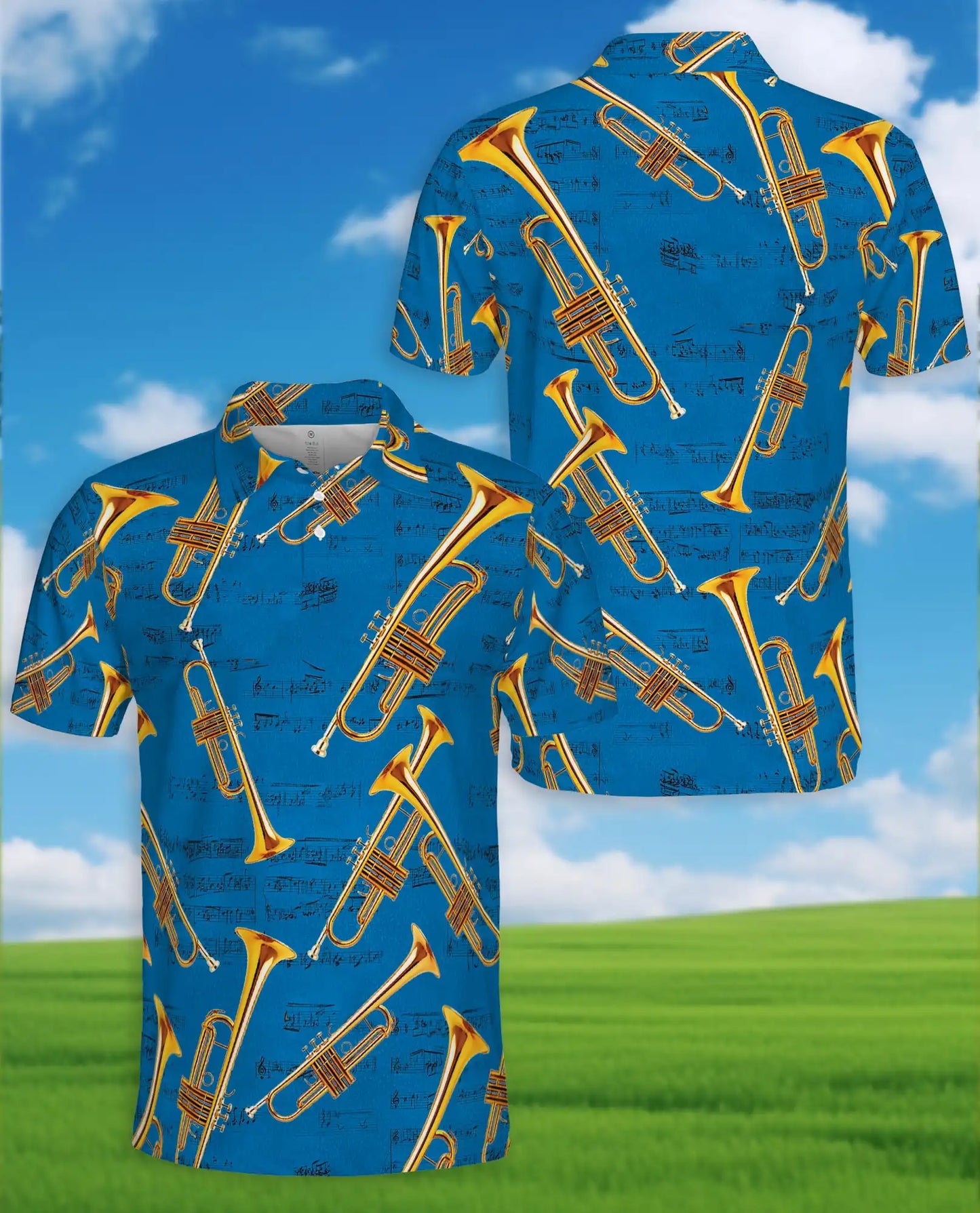 Trumpet Music Polo Shirt - Jazz Band Musician Style | Netecom
