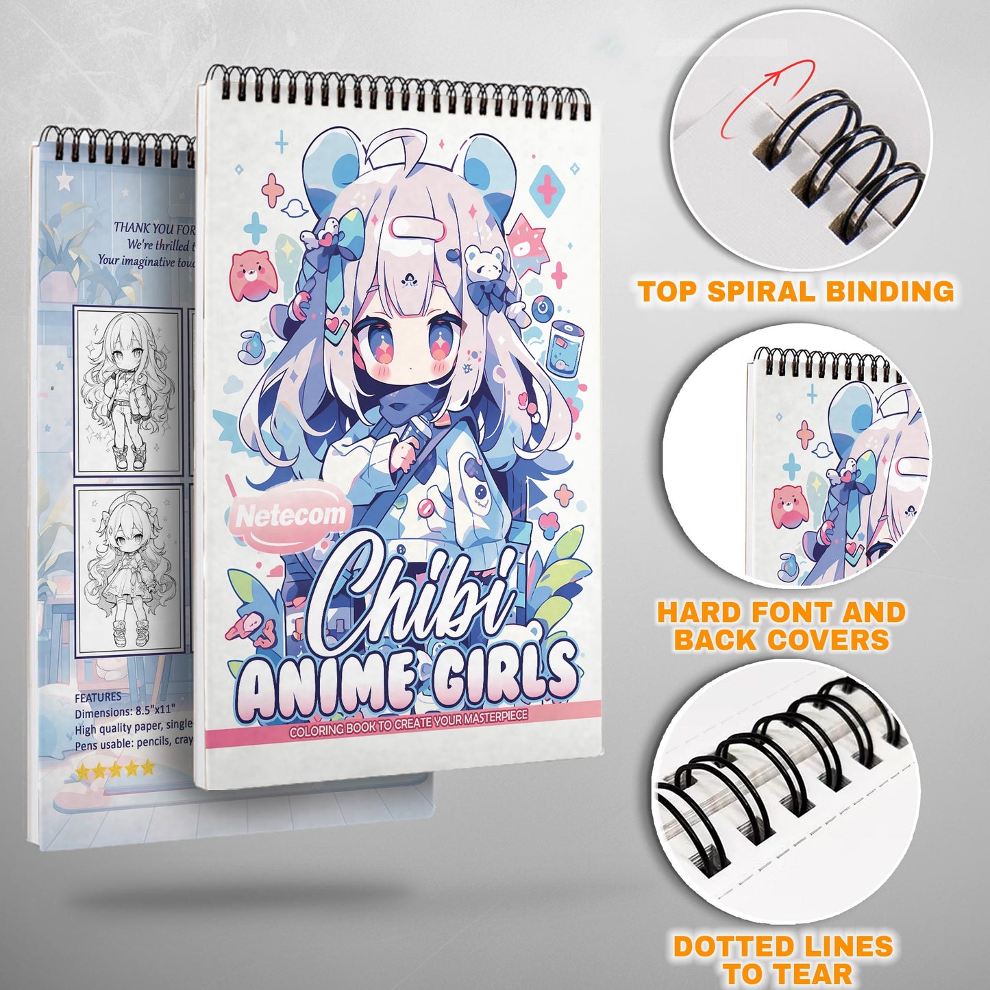 Anime Chibi Spiral Bound Coloring Book, Cute Anime Chibi Characters for a Kawaii and Fun Art Activity, Great for Anime Fans and Young Artists