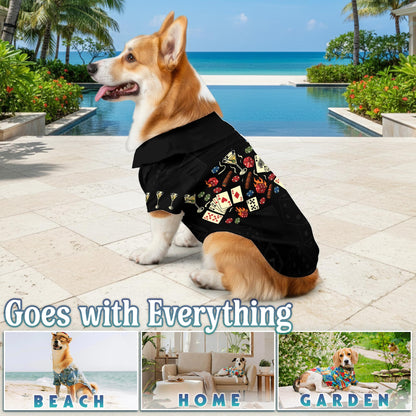 Netecom Matching Poker Theme Hawaiian Shirt for Pet and Owner, Aloha Summer Shirt, Poker Gambling Playing Card Print Outfit for Dog and Human, Casual Summer Beach Wear
