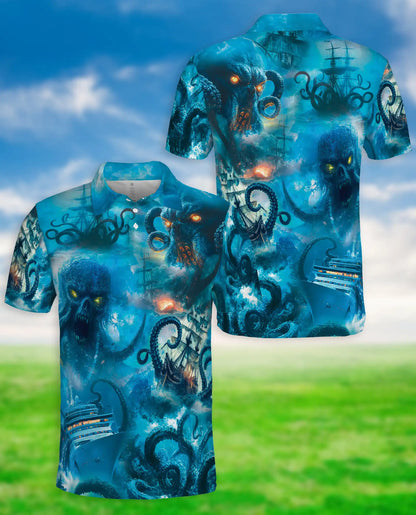 Kraken Ocean Polo Shirt – Sea Monster Horror Print | Netecom