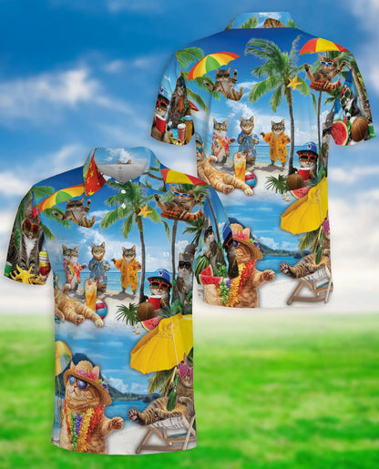 Funny Beach Cats Polo Shirt for Men-Tropical Vacation Summer Shirt | Netecom