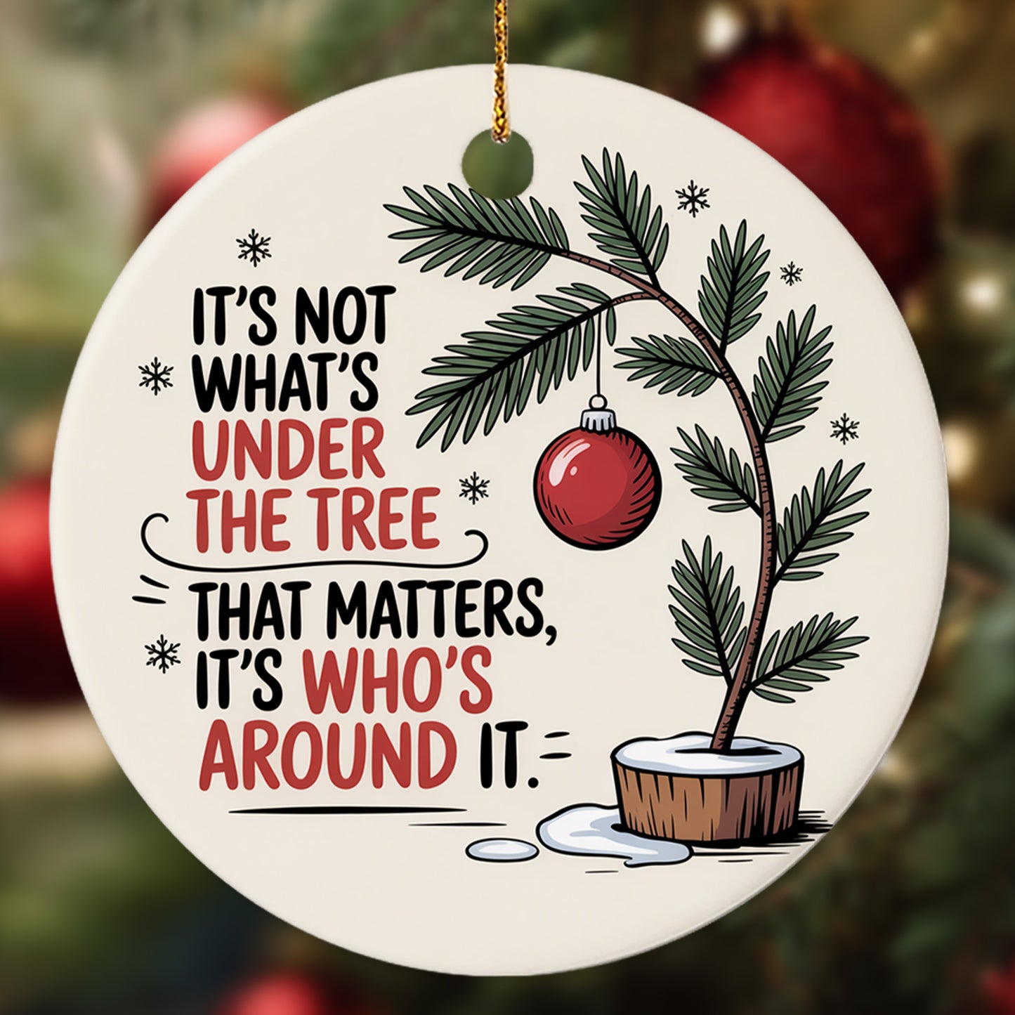 Netecom Elegant Pink Ornament, Cernamic It's Not What's Under The Tree That Matters Keepsake Ornament for Xmas Tree Decorations, Gifts for Friend or Family Member