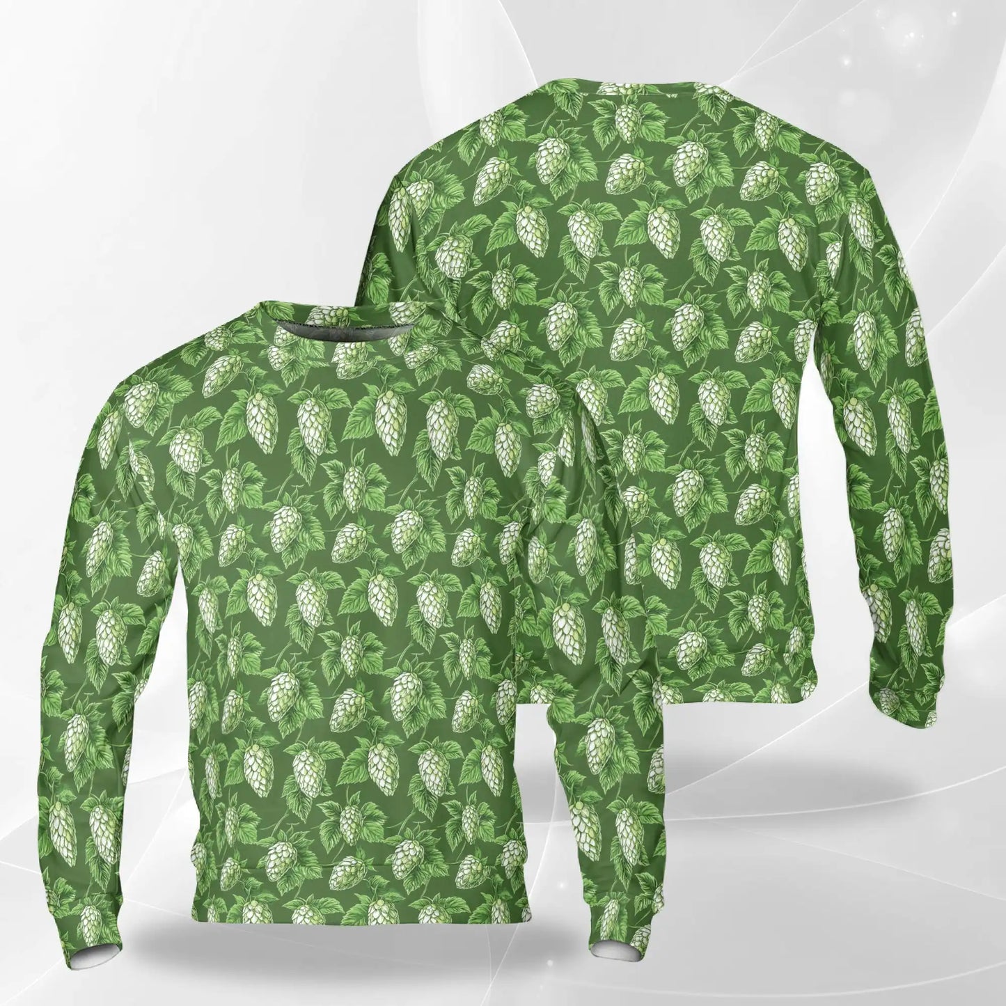 Hops Sweatshirt, 3D All Over Print Green Hop Garden Brewing Crewneck Pullover for Men Women, Beer Lover Gift - Netecom