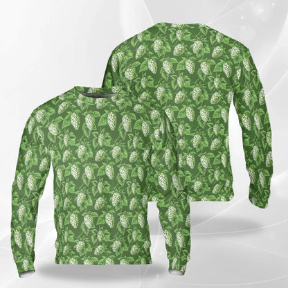 Hops Sweatshirt, 3D All Over Print Green Hop Garden Brewing Crewneck Pullover for Men Women, Beer Lover Gift - Netecom