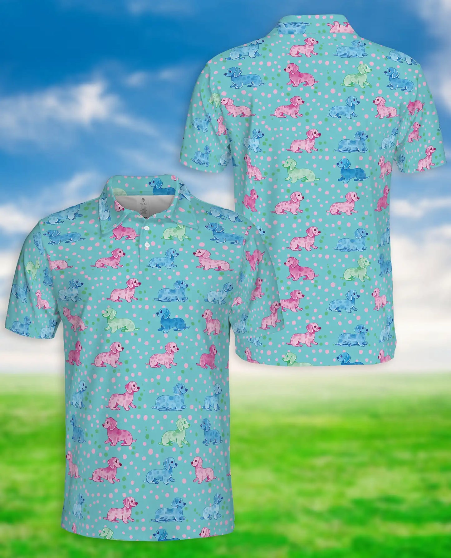 Cute Dachshund Polka Dot Polo Shirt | Netecom