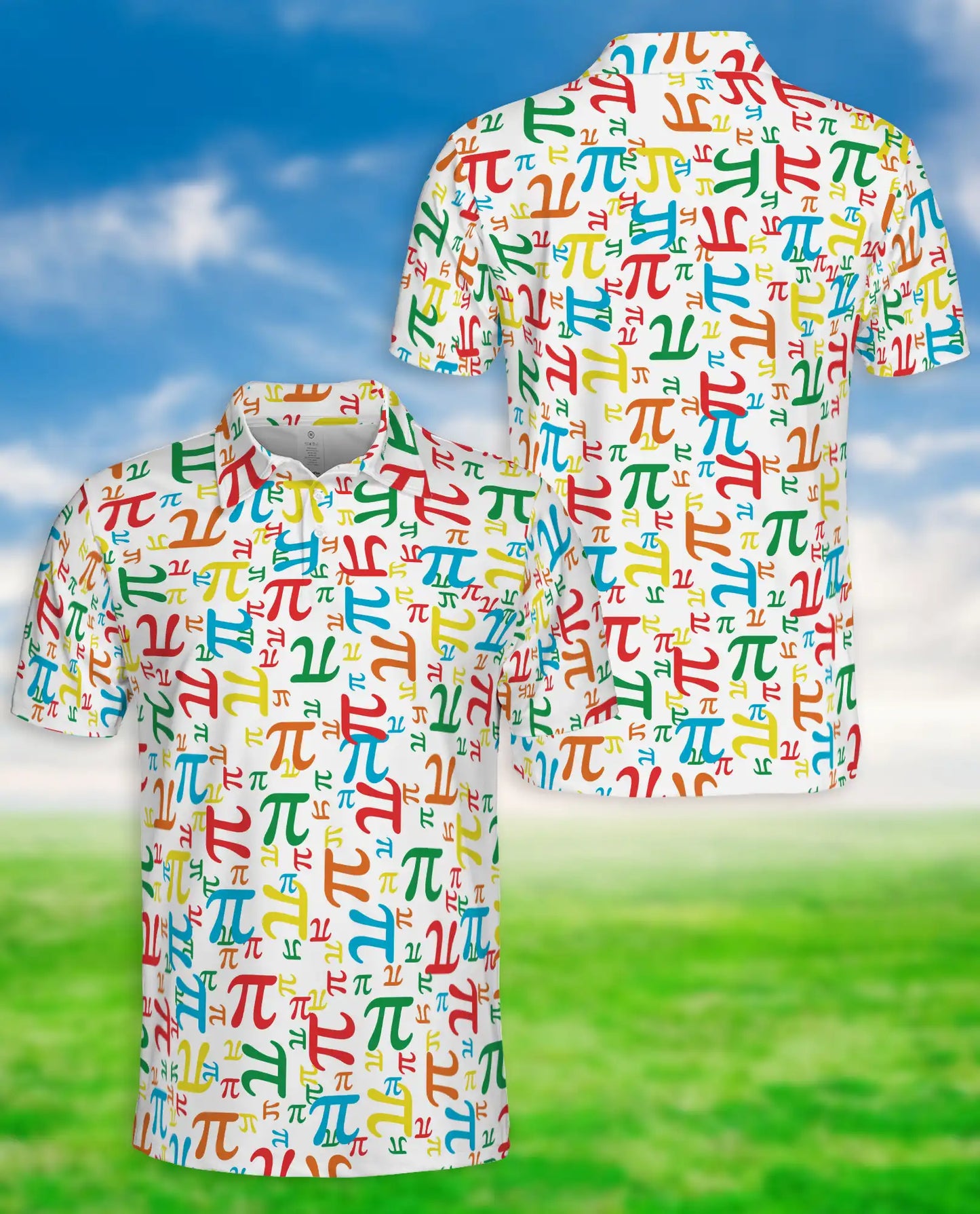 Colorful Pi Symbol 3D Polo Shirt for Men – Funny Math Geek Style | Netecom