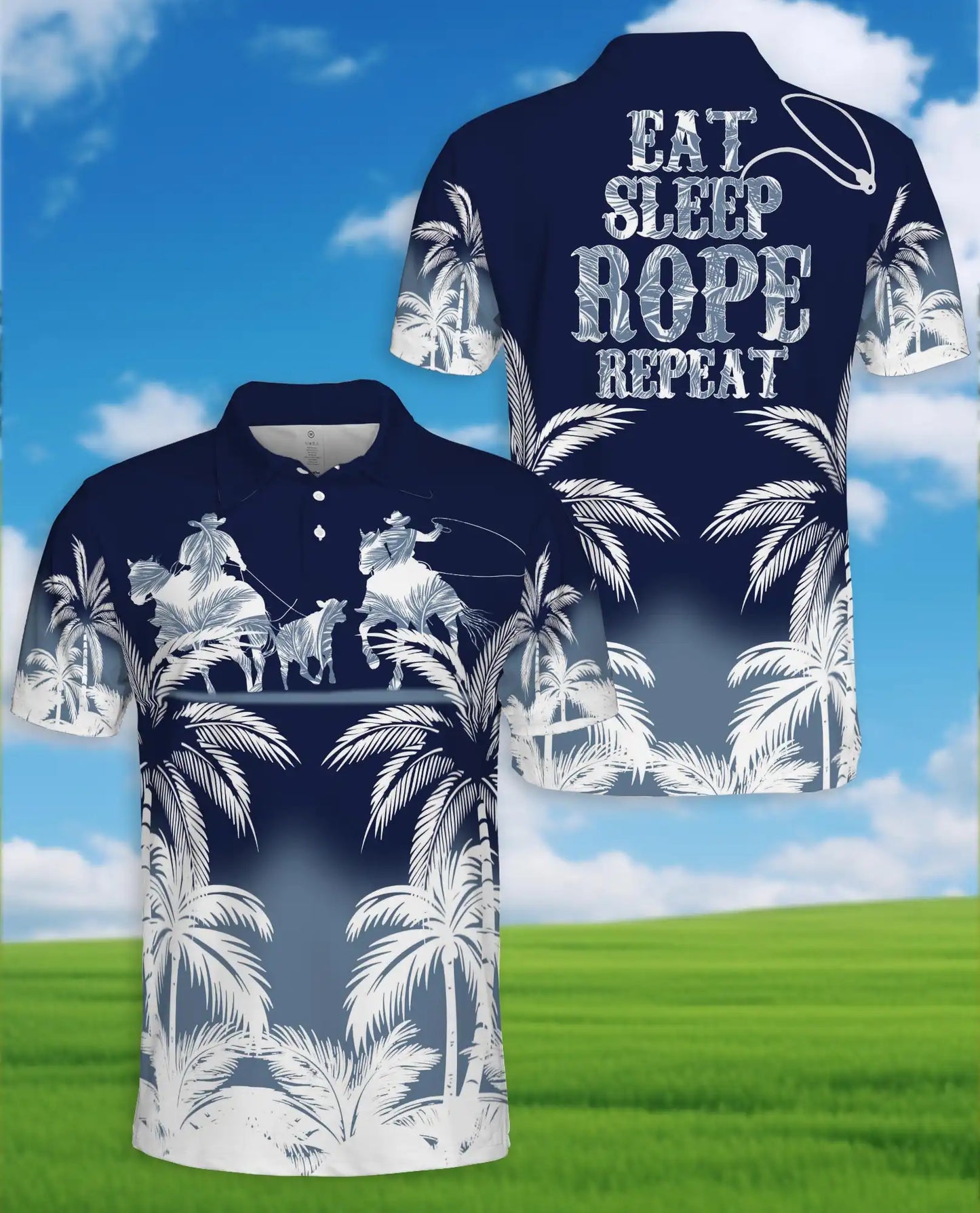 Cowboy Rodeo Polo Shirt - Tropical Western Ranch Style | Netecom