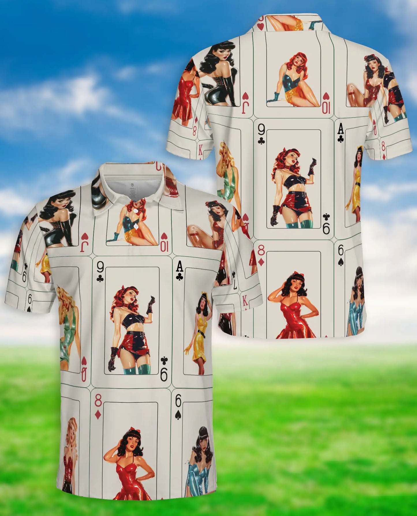 Vintage Pin Up Poker Polo Shirt - Retro Casino Card Style | Netecom
