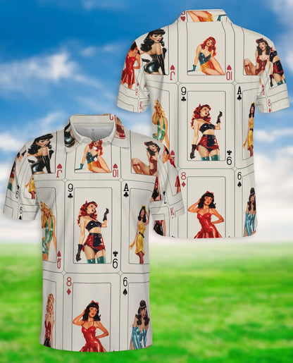 Vintage Pin Up Poker Polo Shirt - Retro Casino Card Style | Netecom