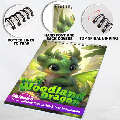 Baby Woodland Dragon Spiral Bound Coloring Book, Discover the Enchanting World of Baby Woodland Dragons with 30 Exquisite Coloring Pages that Showcase the Playful and Endearing Nature of these Cute Creatures